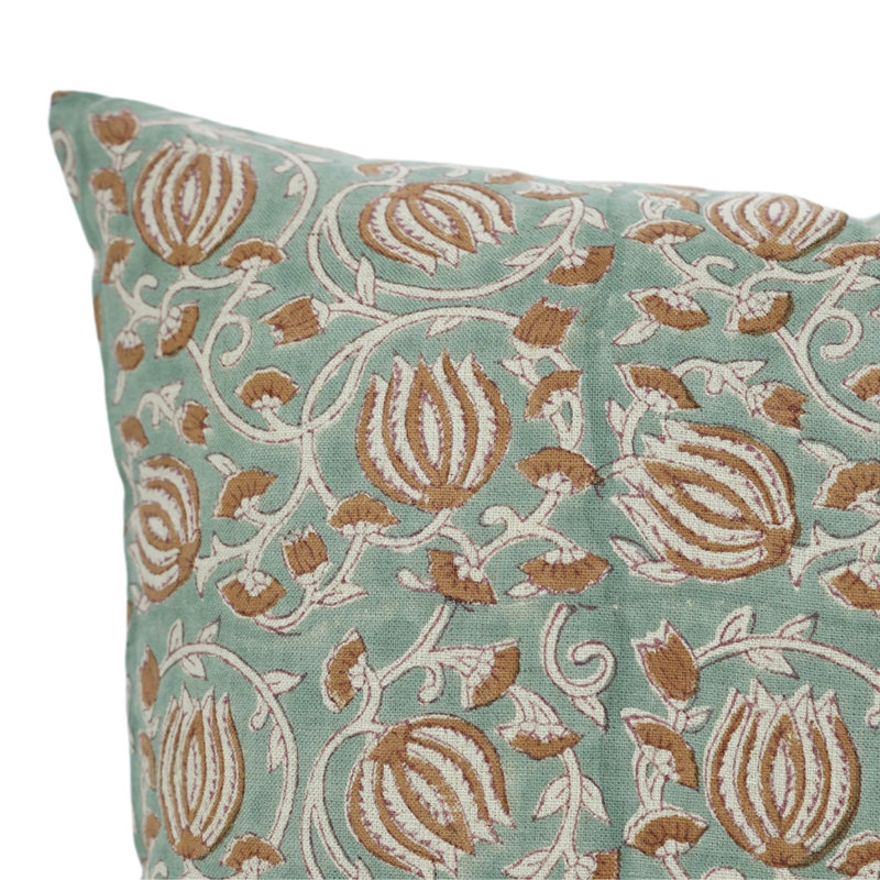 Housse de coussin en lin pur à motif de Fab Fabine, brun, 6 Kamal, Carrée, H 18 po x l 18 po