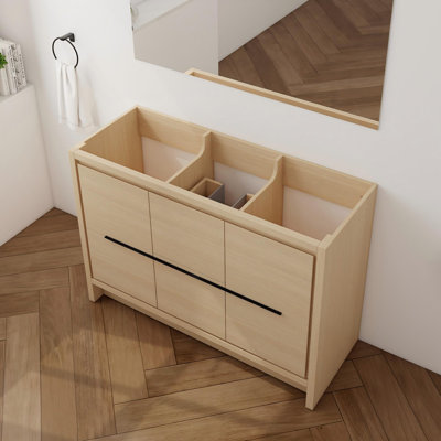 Base de meuble-lavabo autoportant 48 po avec 2 portes, 2 tiroirs et 2 tablettes