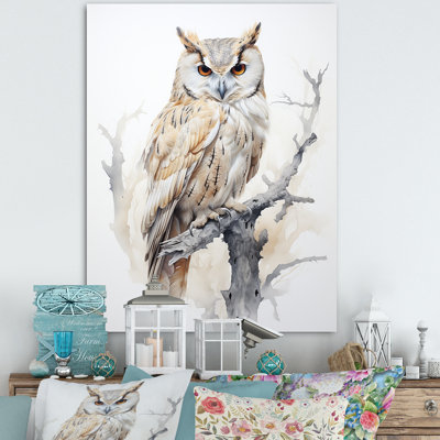 «Wise And Watchful Majestic Owl» sur impression sur toile