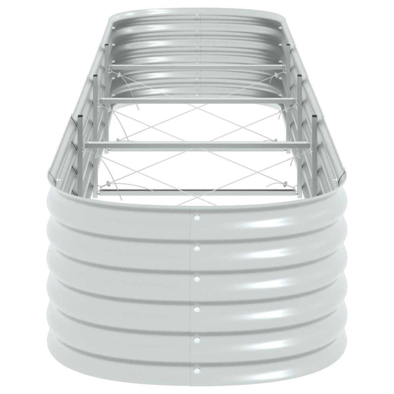 Pickell Galvanized Steel Raised Garden Planter, Silver, 17.6" H x 160" W x 32" D