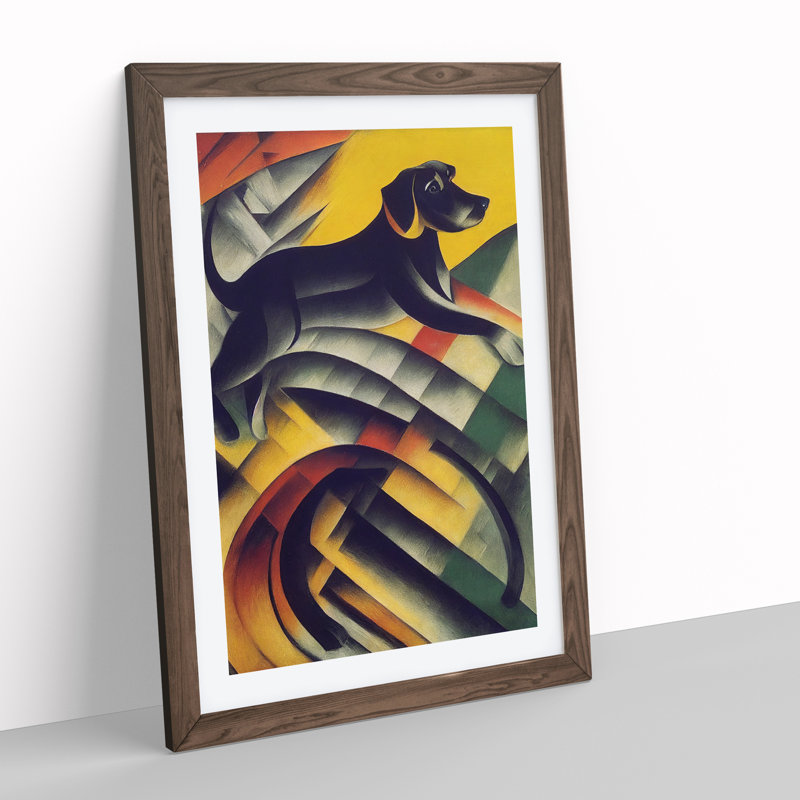 XV1022-2517X Jumping Dog - Single Picture Frame Print, 34cm H x 25cm W x 2cm D, Walnut