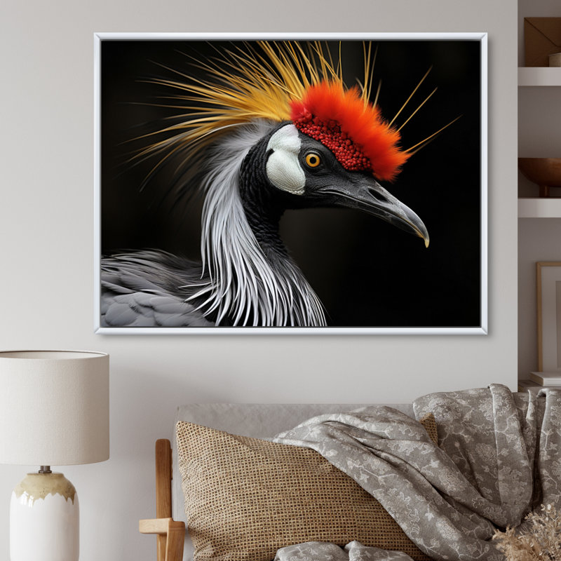 Cranes d'Afrique, beauté I, H 12 po x l 20 po x P 1 po, Cadre flottant blanc