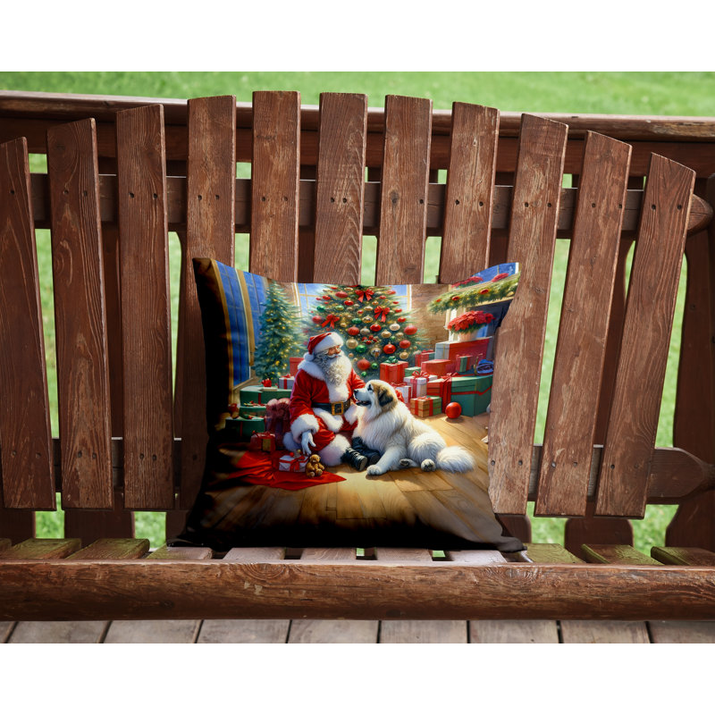 Coussin Great pyrenees and Santa Claus, H 14 po x l 14 po