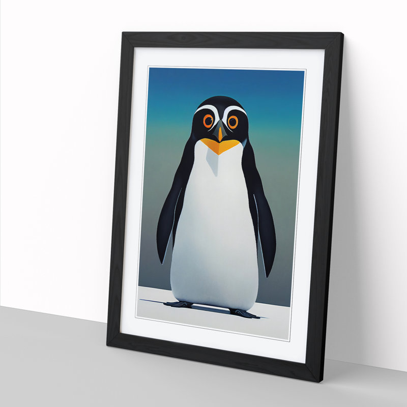 Penguin Solo - Single Picture Frame Print, 64cm H x 46cm W x 2cm D, Oak