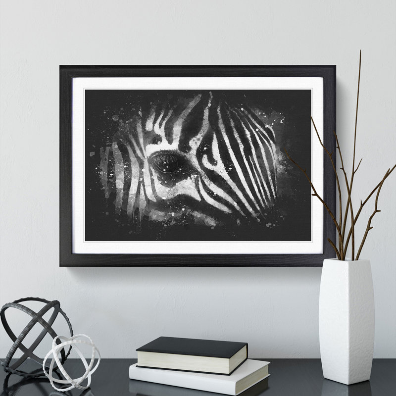 Zebra Vol.1 Paint Splash - Picture Frame Graphic Art, 27cm H x 36cm W x 2cm D, Black