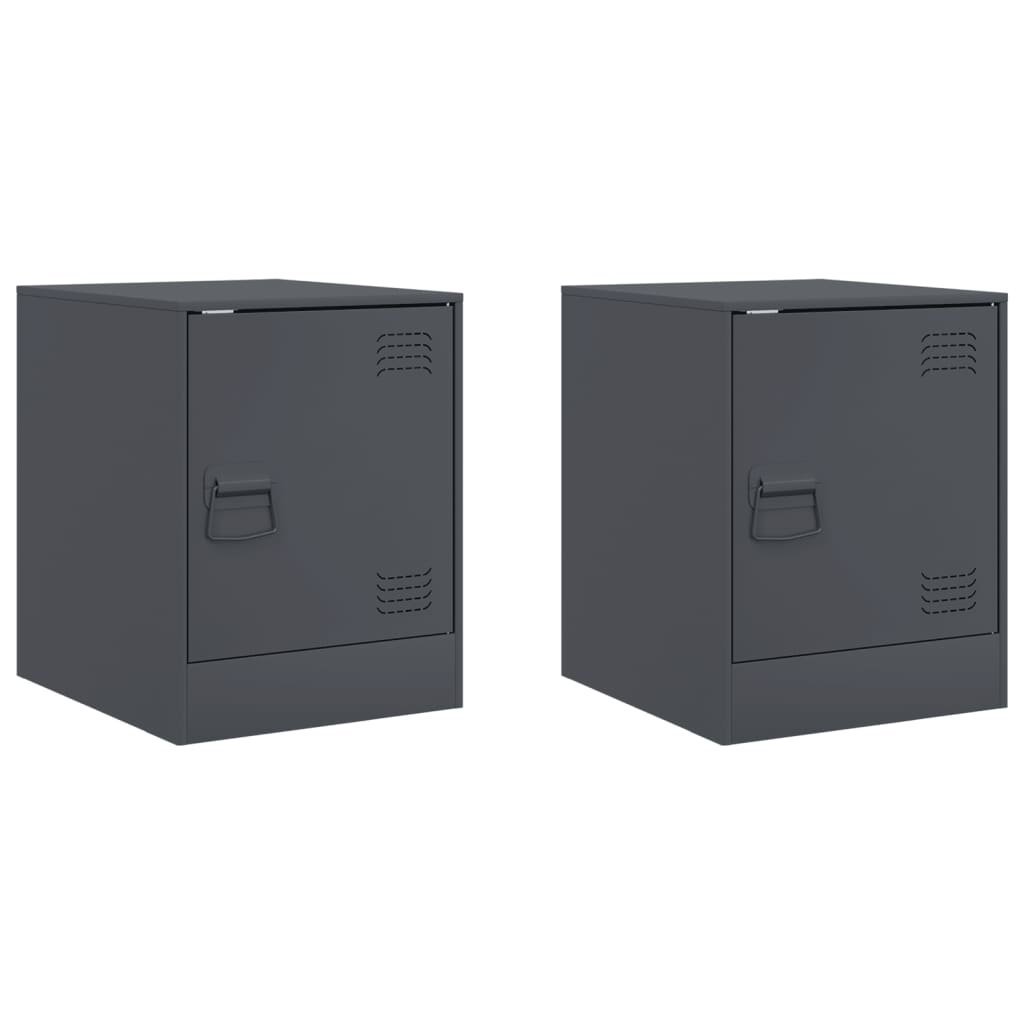VIDAXL Bedside Cabinet - Steel - Black - Image 3