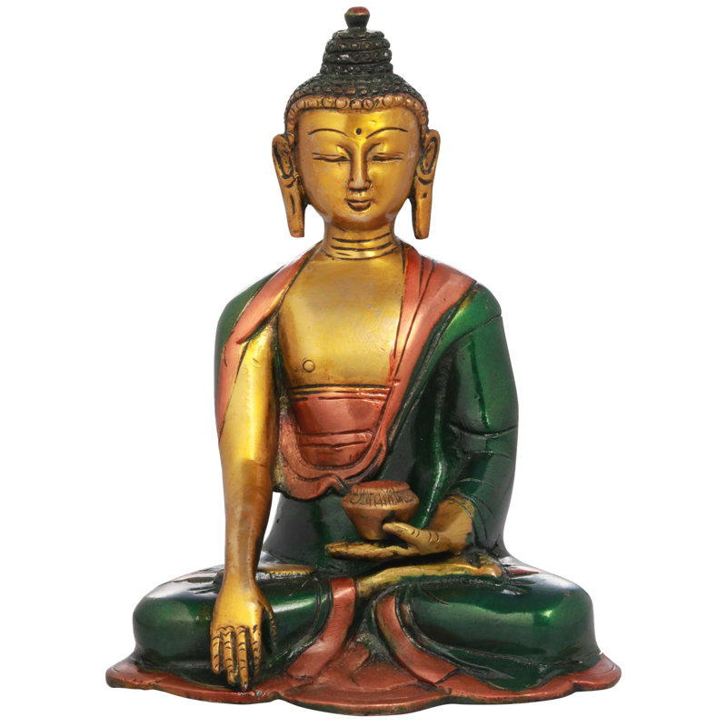 Religious & Spiritual Statue, Gold/Green/Red