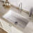 32" L Single Bowl Rectangular Fireclay Dual-mount Kitchen Sink with Sink Grid & Basket Strainer-87618914