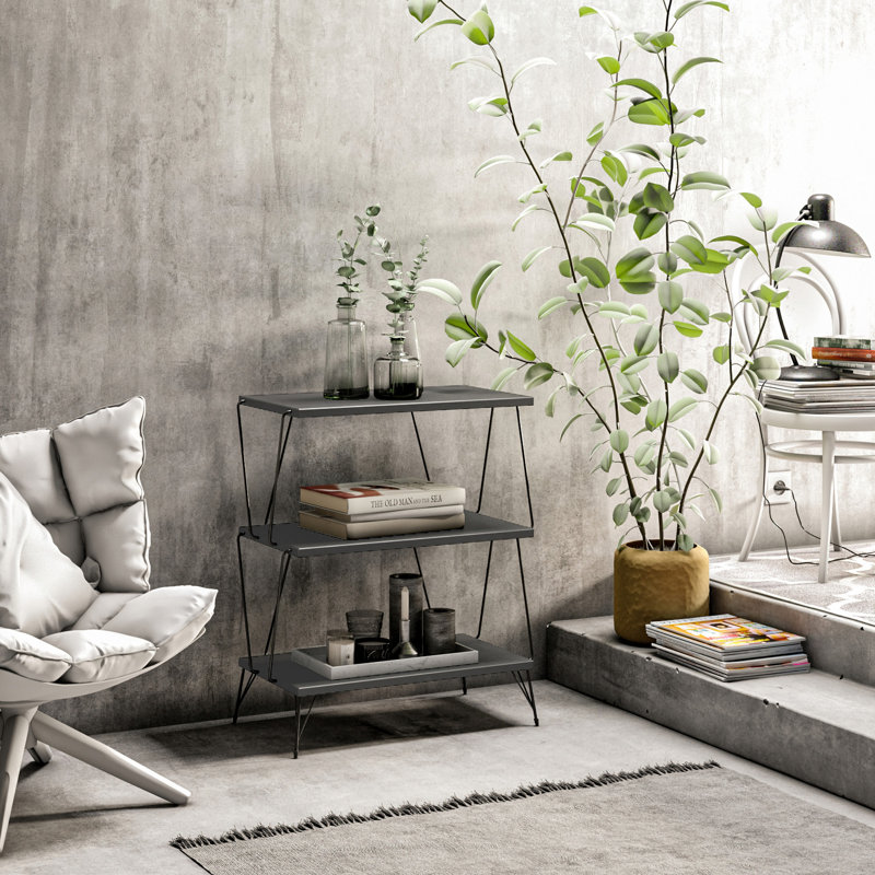 Table de bout avec rangement Daviah, Anthracite