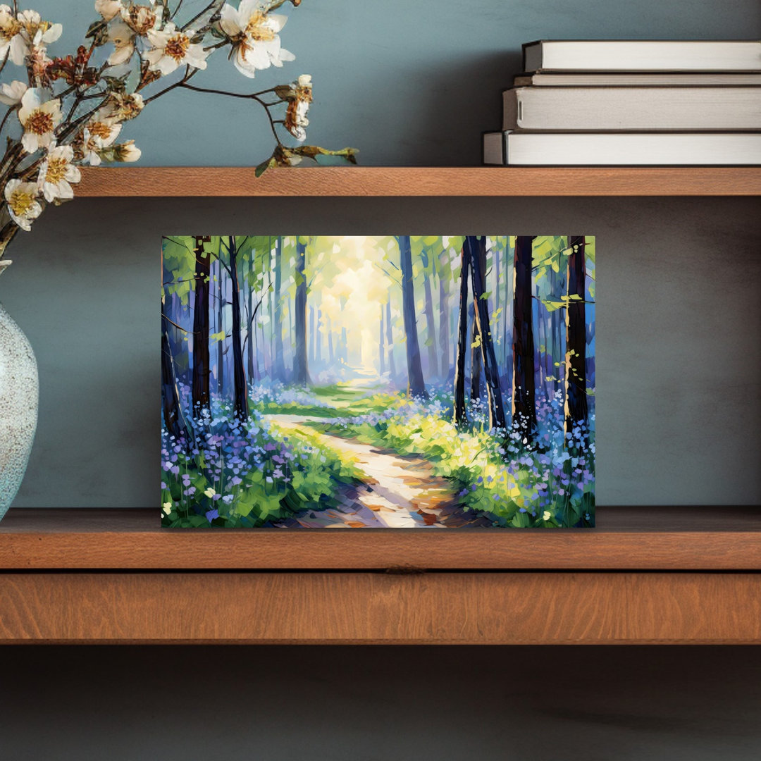 Bluebell Forest Path Contemporary Peaceful Serene Forest Landscape Wall Art Print
