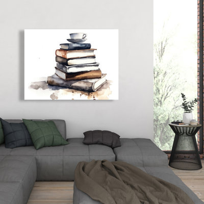 Caffeinated Books | Illustrative Abstract Canvas for Home Decor