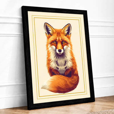Alert Fox Portrait Rustic - Framed Print