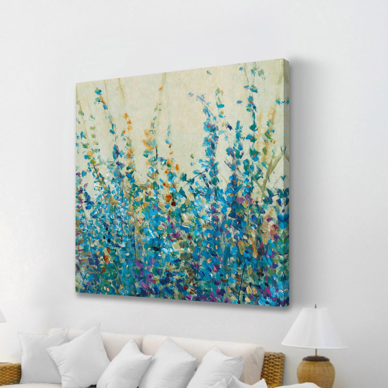 « tiny blue bud », reproduction d’art sur toile tendue, H 48 po x l 48 po x P 1,5 po