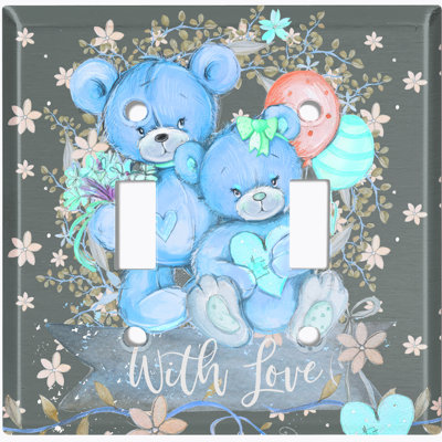 Plaque murale interrupteur à bascule 2-bandes Teddy Bears