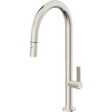 Pull-Down Kitchen Faucet With Button Sprayer - High Arc Spout