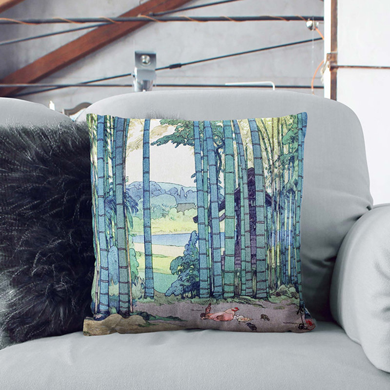 Bamboo Grove Square Throw Cushion, 55 x 55 cm, White