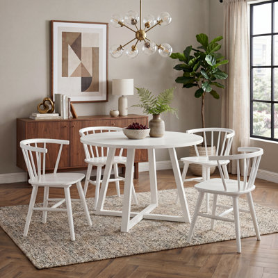 5-Piece Dining Set Trestle Dining Table With 4 Windsor Chairs