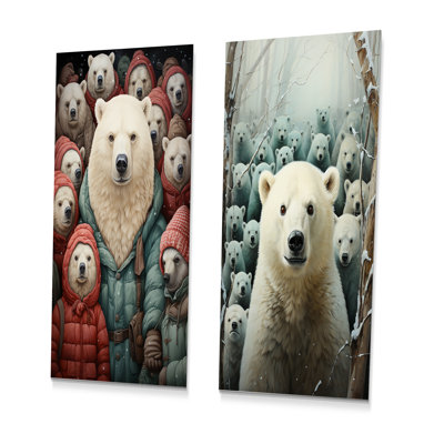 Arctic Parade Of Polar Bears I - Bear Metal Prints Set Of 2