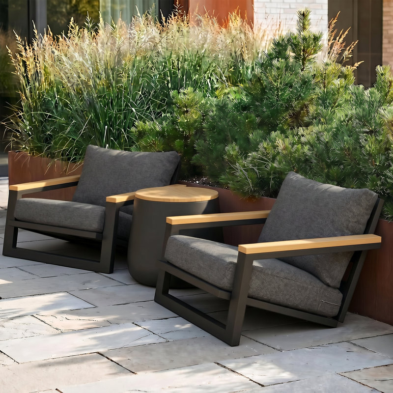 Patio Aluminum Chair Set, Dark Gray