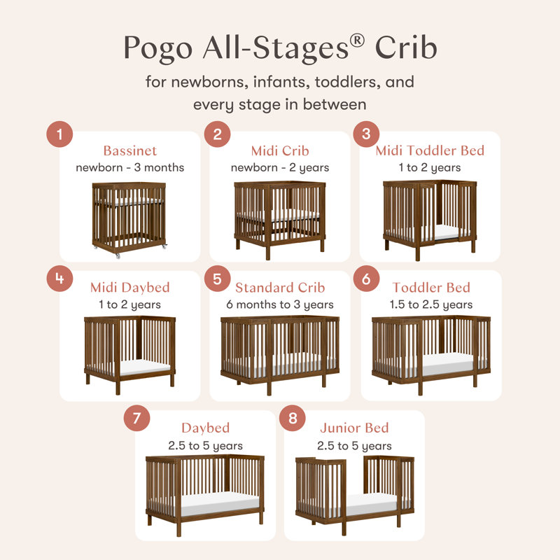 Pogo 8-in-1 Convertible Crib, Natural Walnut