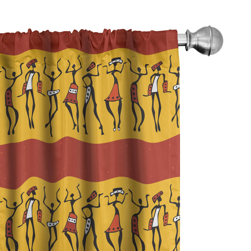 African Semi-Sheer Rod Pocket Sliding Panel, 28" x 63"