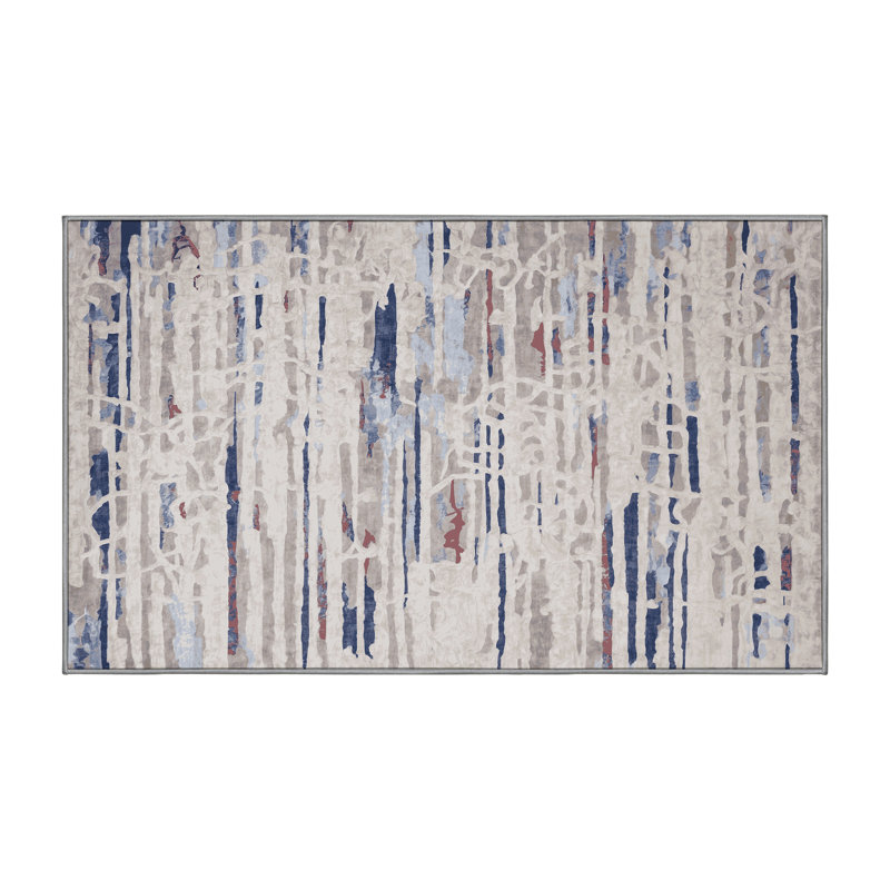 Machine Washable Gray Area Rug, Runner 2' x 4'