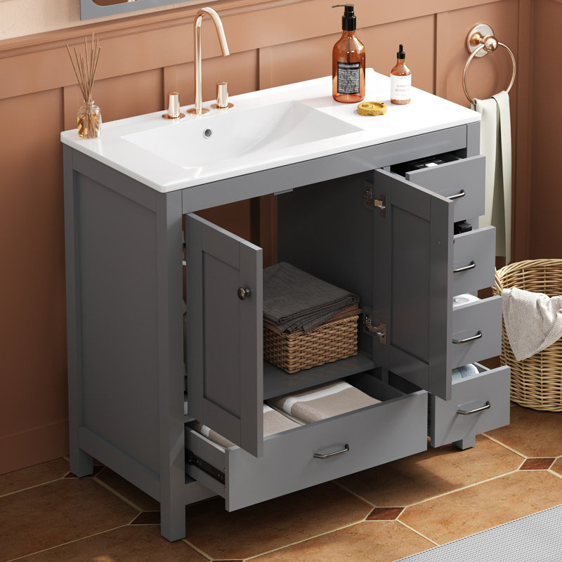 Beautiful Bathroom Vanities, Freestanding Bathroom Vanities with Single Sink, Gray