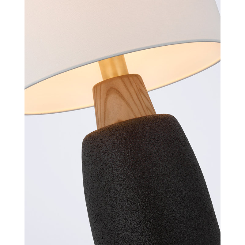 Barbara Barry Aida Table Lamp, Porous Black/Natural Oak, 21.25" H x 10" W x 10" D