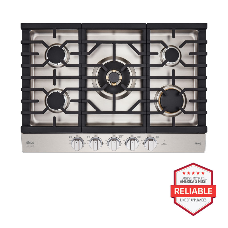 30" Natural Gas Cooktop with 5 Burners, Light Bronze