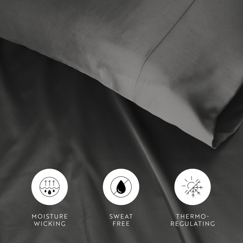 Pillow Case Cooling 100% Rayon From Bamboo Silky Soft, Gray, Standard Pillowcases