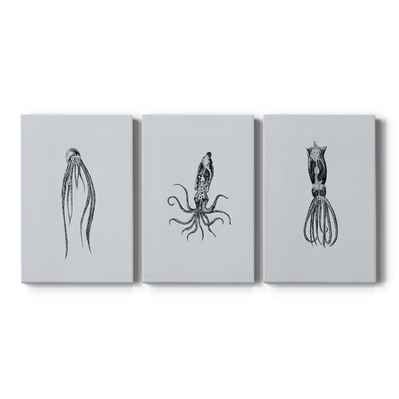 MarineLifeI  -Custom Wrapped Gallery Canvas - 3 Pieces, 12" H x 24" W