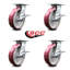 8 Inch Heavy Duty Poly on Aluminum Caster Set with Roller Bearings and Brakes