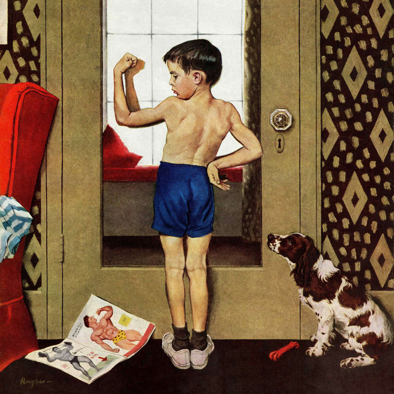 « young charles atlas » par george hughes, reproduction d’art sur toile tendue, H 24 po x l 24 po