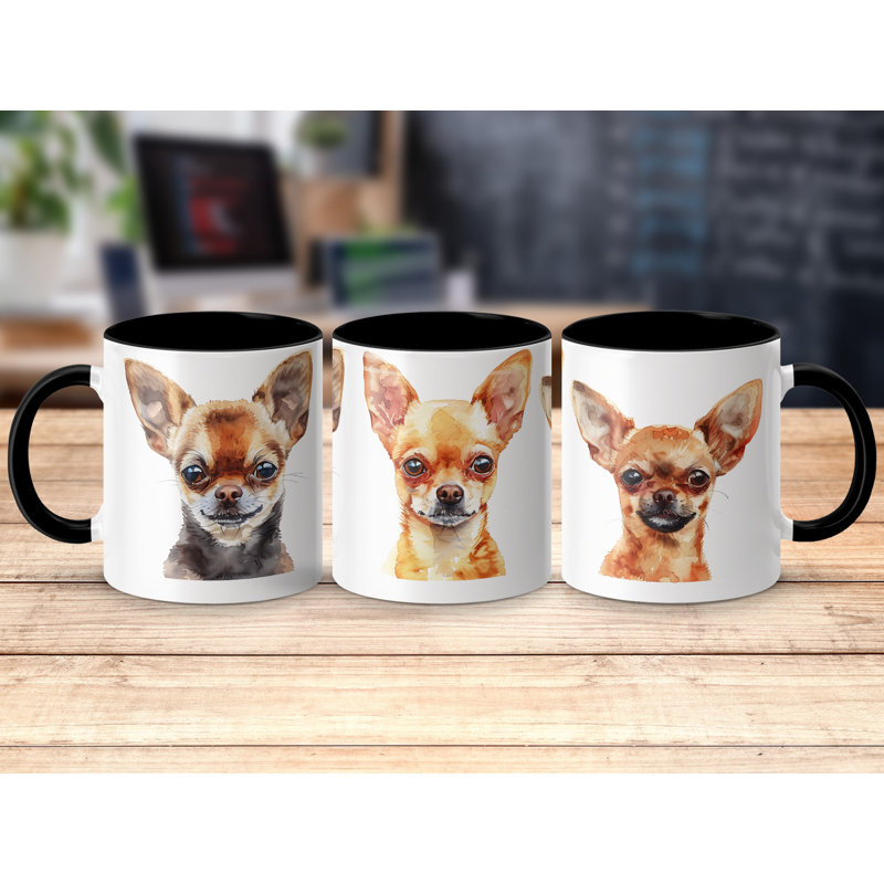 11oz Watercolour Chihuahua Design Coffee Mug, 2