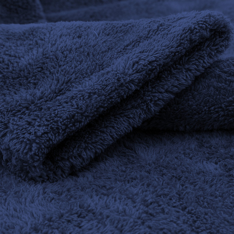 Navy Blue L/XL Fleece Bathrobe with Shawl Collar