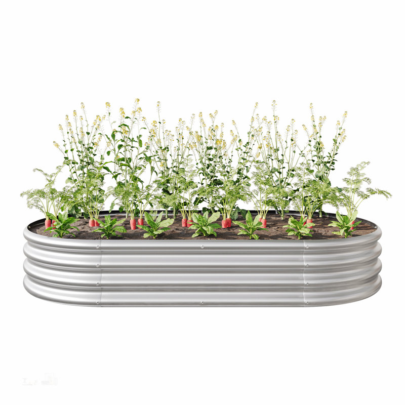 2Pcs Galvanized Raised Garden Bed Kit for Vegetables, Flowers & Herbs, Easy Assembly, Rust-Resistant, Heavy Duty