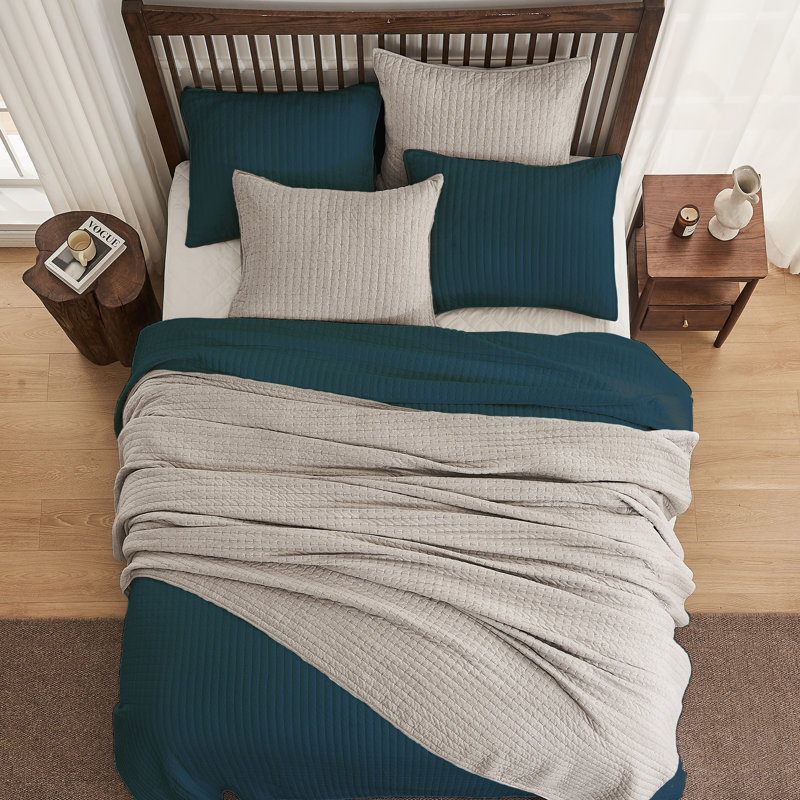 Ensemble de courtepointe en jersey 100% coton Wonderful, Courtepointe pour grand lit + 2 taies décoratives
