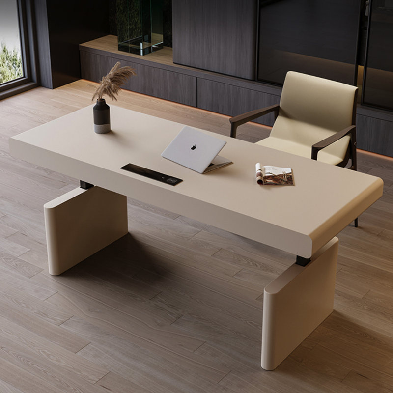 78.74" Modern Minimalist Cream-Colored Adjustable Multi-Function Desk with Wireless Charging