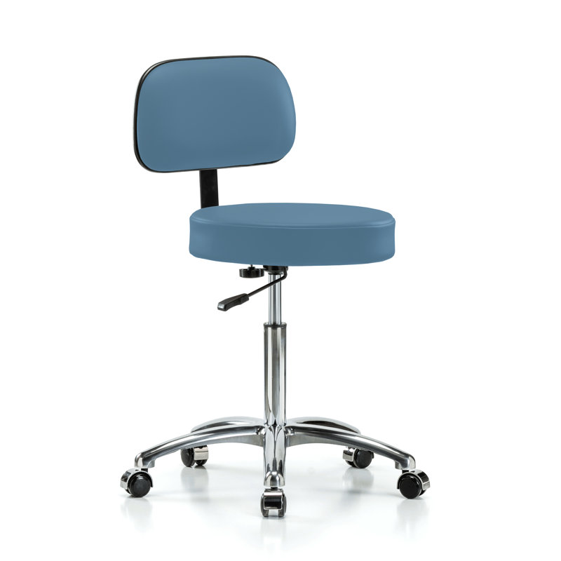 Tabouret réglable en hauteur avec dossier PERCH Chrome Walter | Hauteur du bureau: 18,5 à 24 po, H 36 po x l 24 po x P 24 po