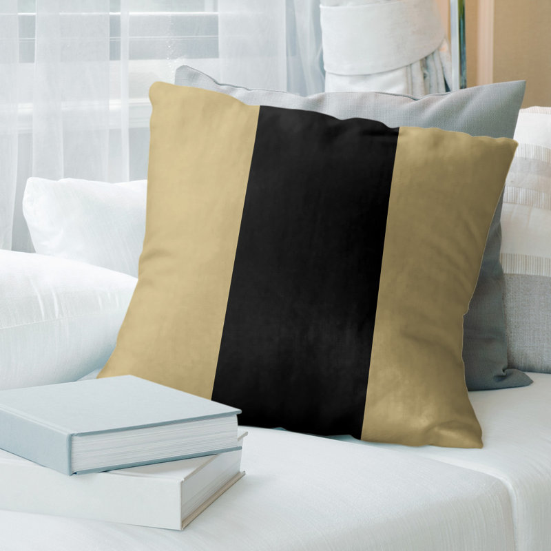 Coussin en suède Colorado, 16 po x 1 po, Doré / noir / doré
