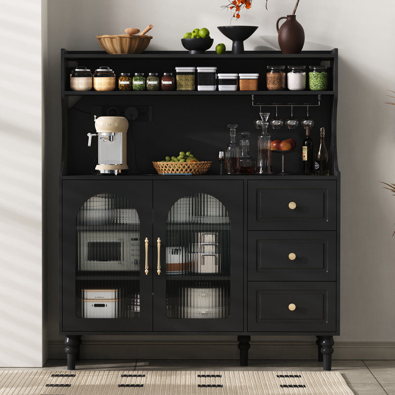 139cm Kitchen Pantry, Black
