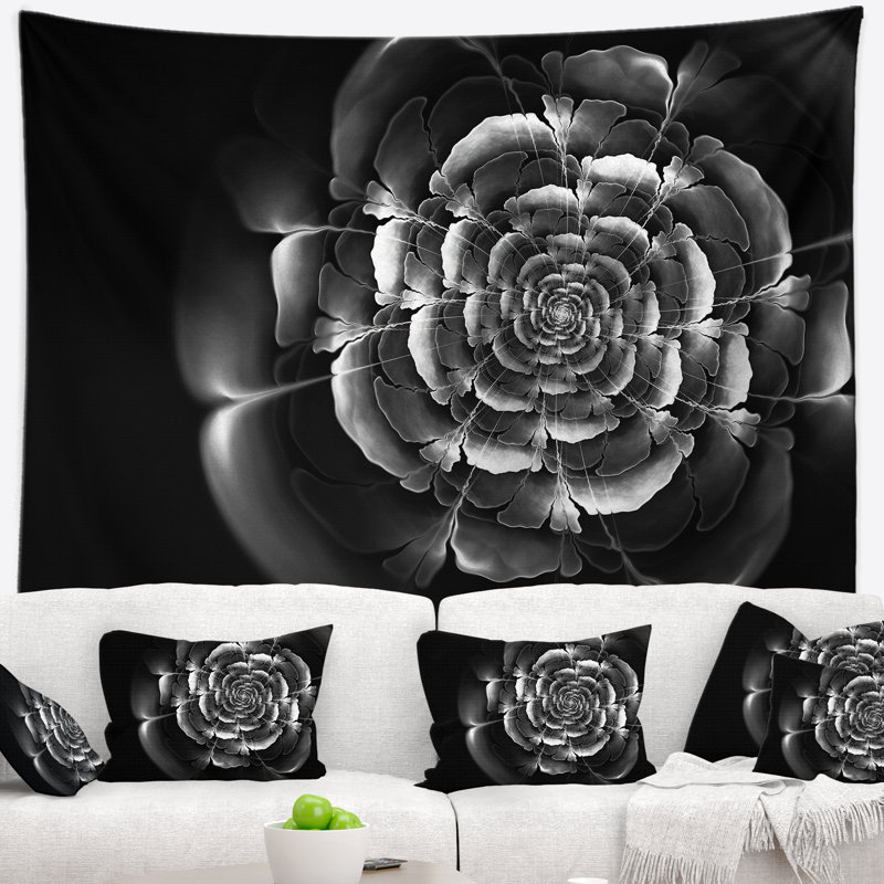 Tapisserie florale rose fractale, H 32 po x l 39 po