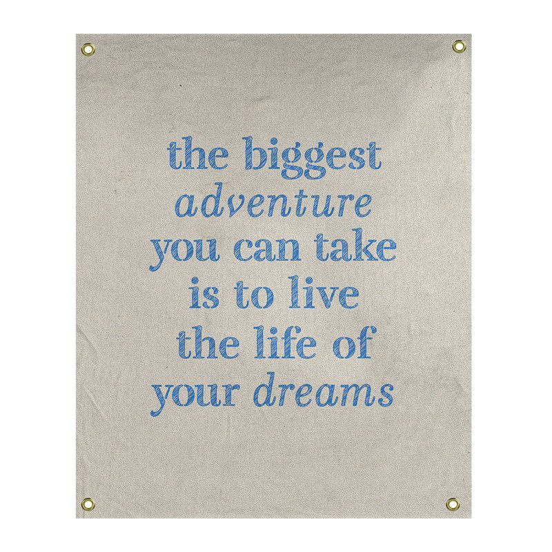 Tapisserie en polyester, le plus grand témoignage de citation adventure, H 59 pi x l 50 po, Blanc / Bleu