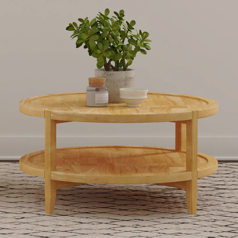 Table basse ronde en érable brun