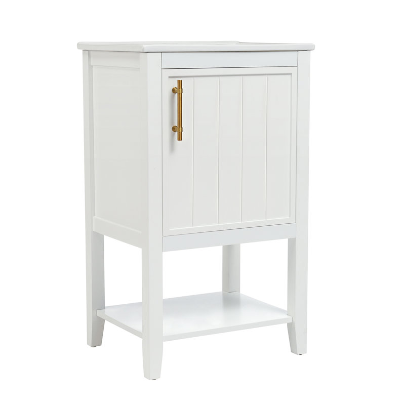 20'' Single Bathroom Vanity With Ceramic Top, White