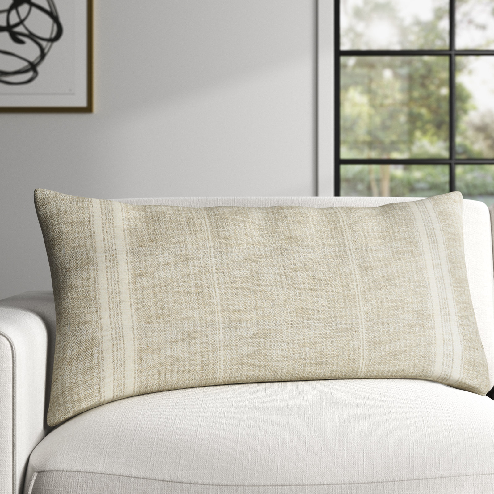 Silverton Throw Pillow, Natual/Ivory, 16" x 36", Rectangular