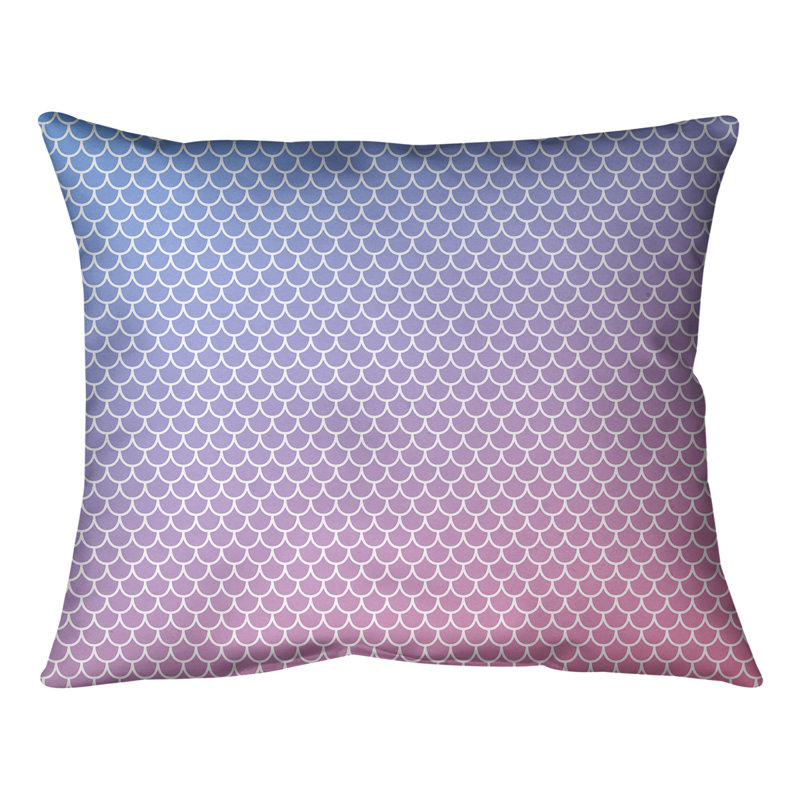 Coussin Mermaid Scales, Bourre en polyester, Bleu / rose / rose, H 21,5 po x l 31 po