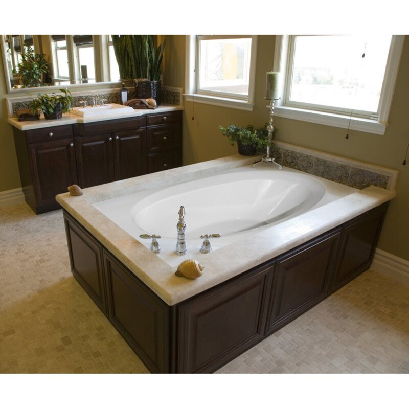 Ovation 84'' L Soaking Bathtub, Biscuit, Satin Brass