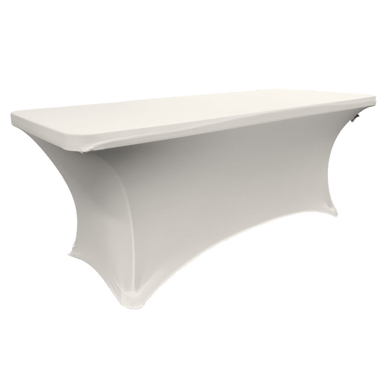 Riviere Spandex Rectangular Tablecloth, White, 96"L X 30"W X 30"H