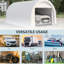 Abri d'auto robuste 10 'x 16' - Housse pour entrée polyvalente avec fermeture à glissière, structure en acier robuste, chariot de rangement pour outils de jardin blanc, outils de rangement